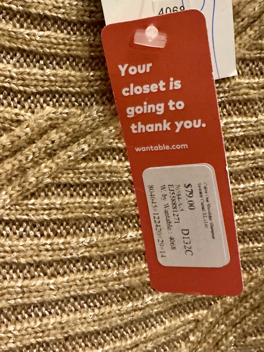 Nwt Metallic Gold Shimmer Cable Knit Sweater Xl Holiday Party — image 4 of 8